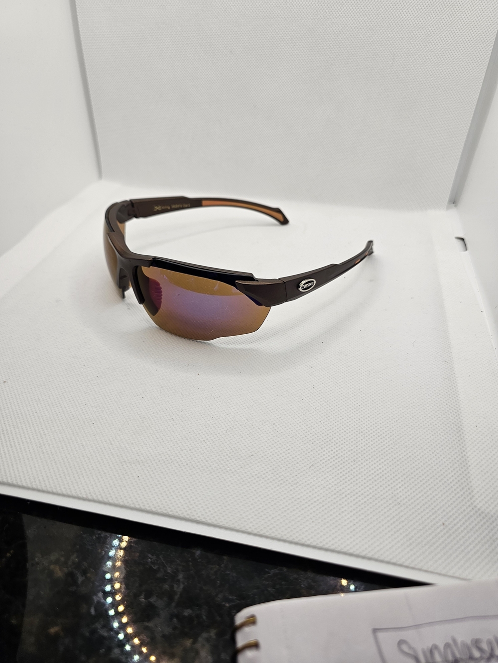 Men's Brown Sports Sunglasses with Mirrored Lenses
